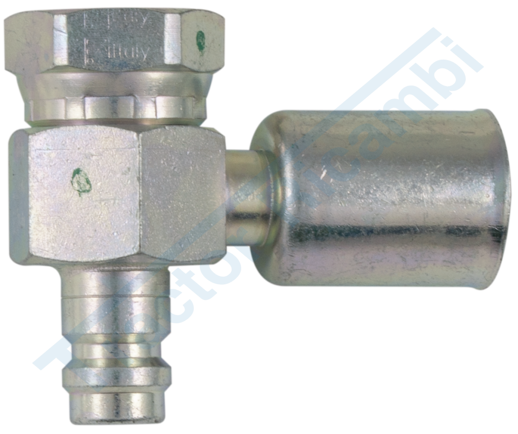 Raccordo femmina 90° con OR e dado girevole Rotolock e valvola