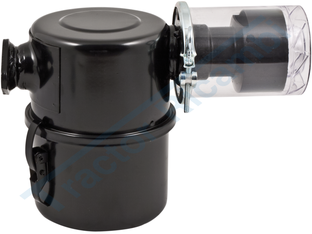 Oil-bath air filter with lateral cyclone prefilter