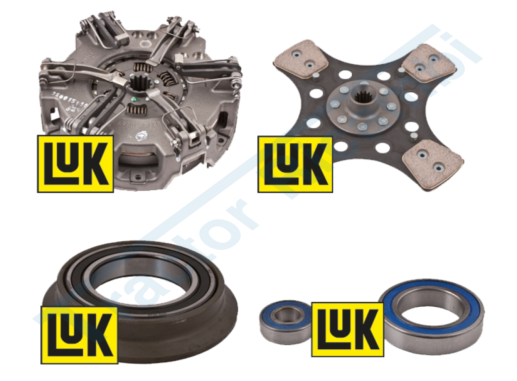 Clutch kit with pressure plate, clutch thrust bearing, clutch guiding bearing, bolts and clutch plate