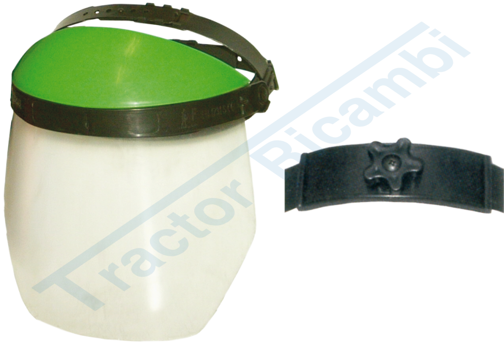 Visor in non reflecting polycarbonate with protective top and adjuster knob