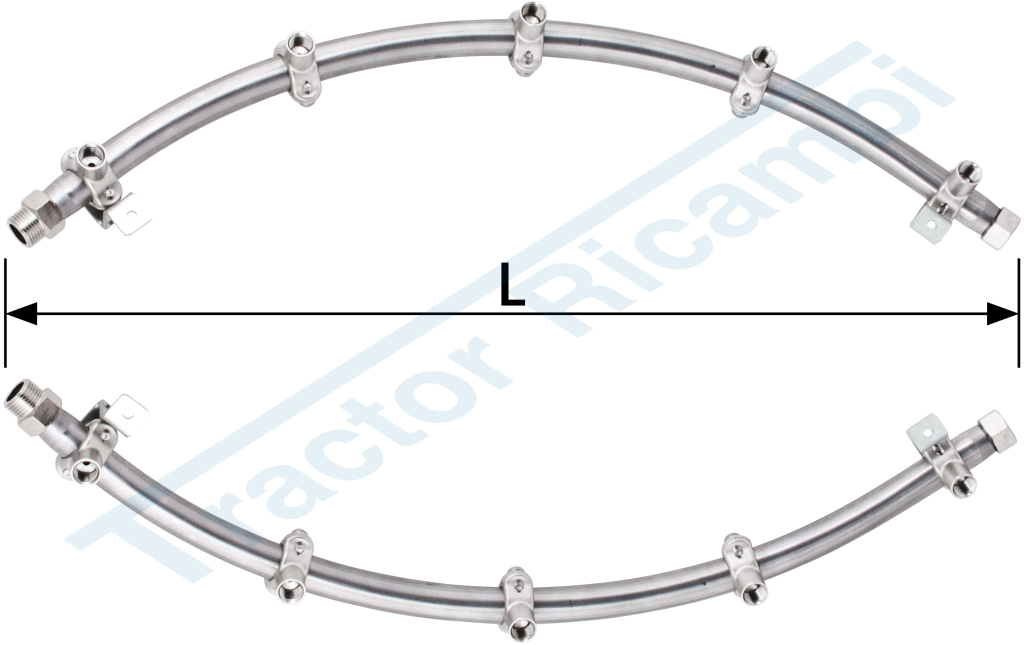 COPPIA ASTE CURVE IN ACCIAIO INOX 304 CON MORSETTI FILETTATI 1/4