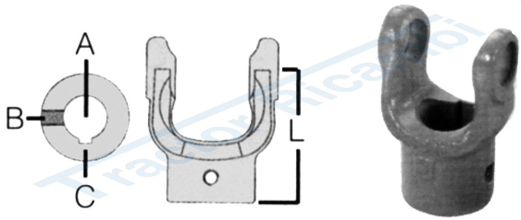 COUPLING YOKES WITH CYLINDRICAL HOLE, SPLINE AND THREADED HOLE