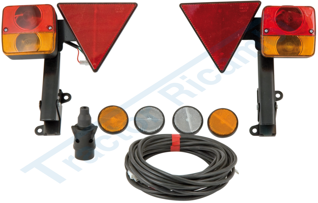 Kit completo di fanali 12V montati su supporto con ribaltamento a scatto