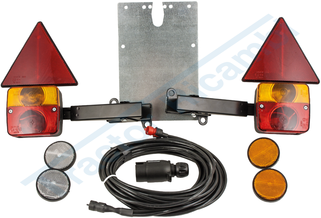 Kit completo di fanali 12V montati su supporto orizzontale con ribaltamento a scatto