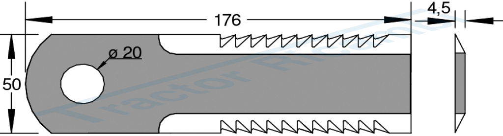 Mower toothed blade for forage cutting