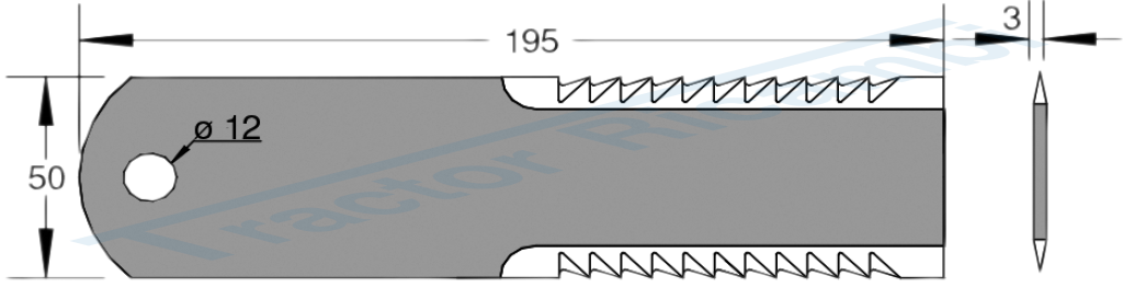 Coltello per trinciapaglia dentato