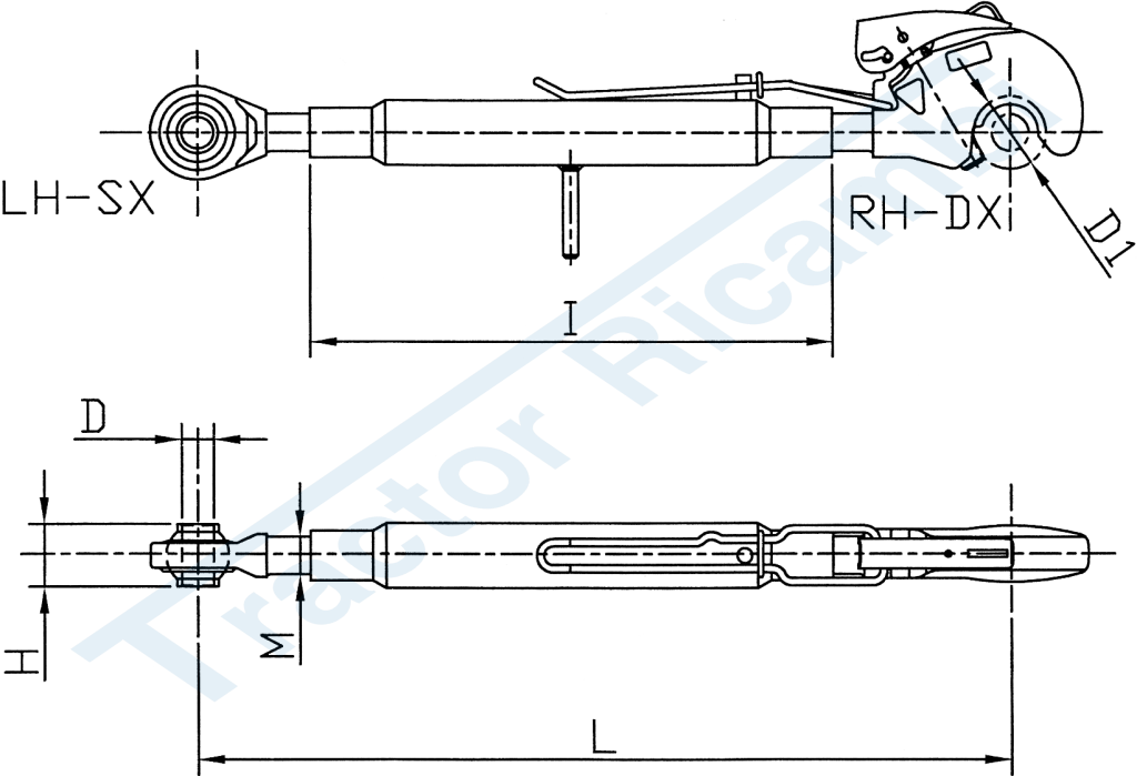 Top link with hook and anti twist handle