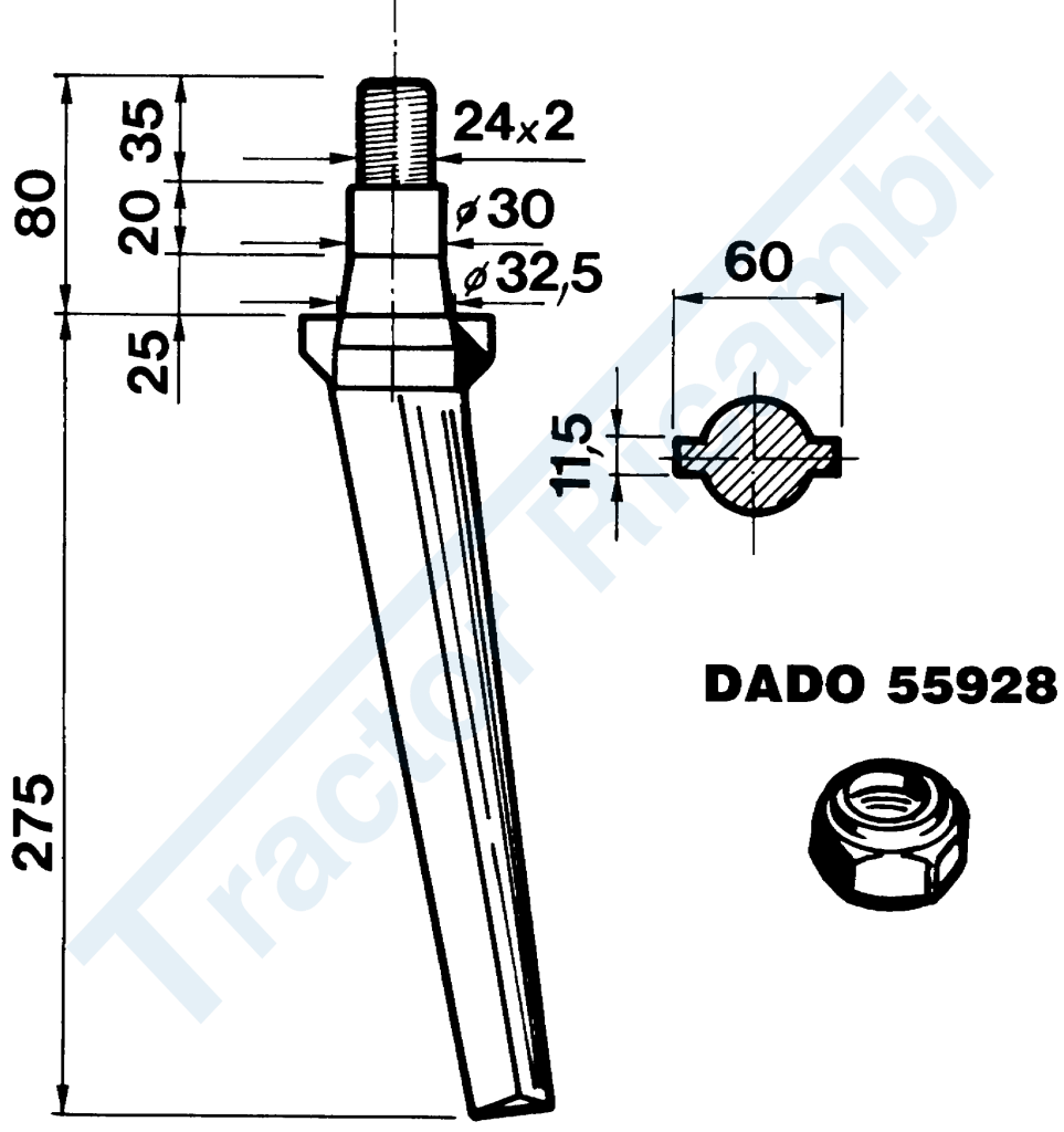 Tine for power harrows - Heavy conical