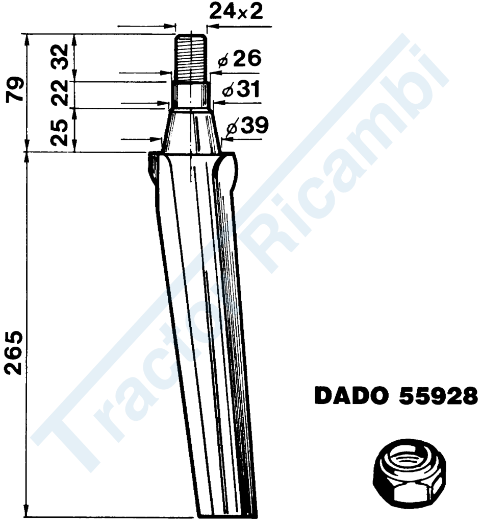 Tine for power harrows - Flat conical