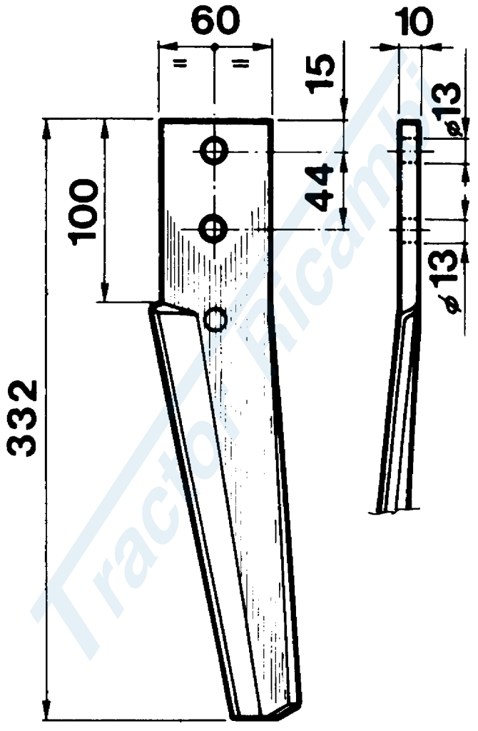 Dente per erpici rotativi