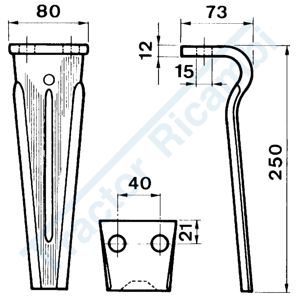 Dente per erpici rotativi - Tipo leggero