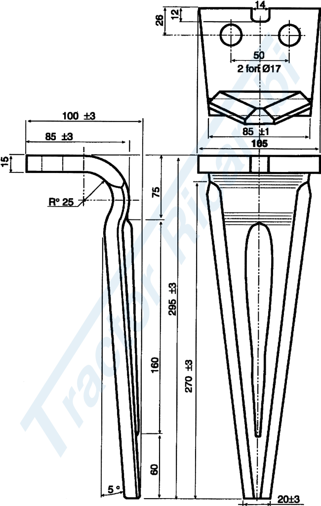 Dente per erpici rotativi - Tipo pesante