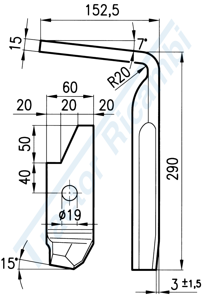 Dente per erpici rotativi