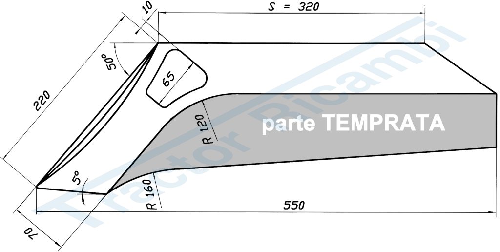 VOMERO TIPO UNIVERSALE SPALLA 320 mm - DX