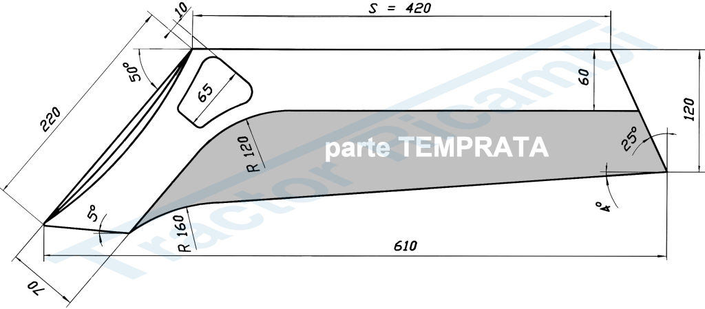 VOMERO TIPO UNIVERSALE SPALLA 420 mm - DX