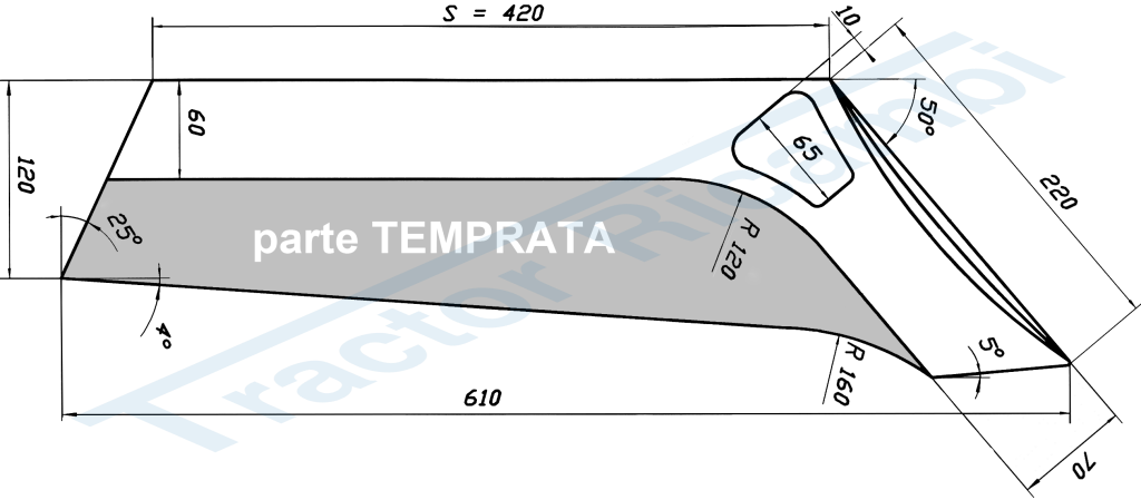 VOMERO TIPO UNIVERSALE SPALLA 420 mm - SX