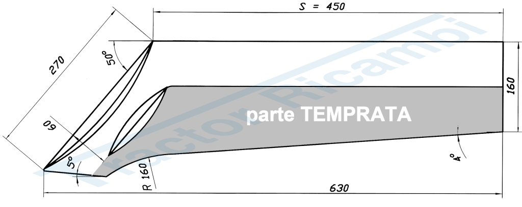 VOMERO TIPO UNIVERSALE SPALLA 450 mm - DX