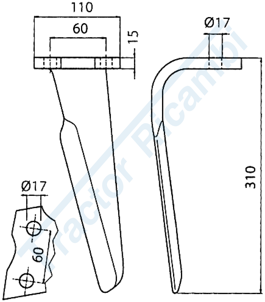 Dente per erpici rotativi - DH pesante