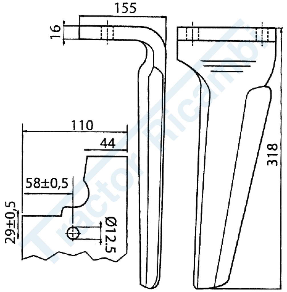 Dente per erpici rotativi - Attacco rapido