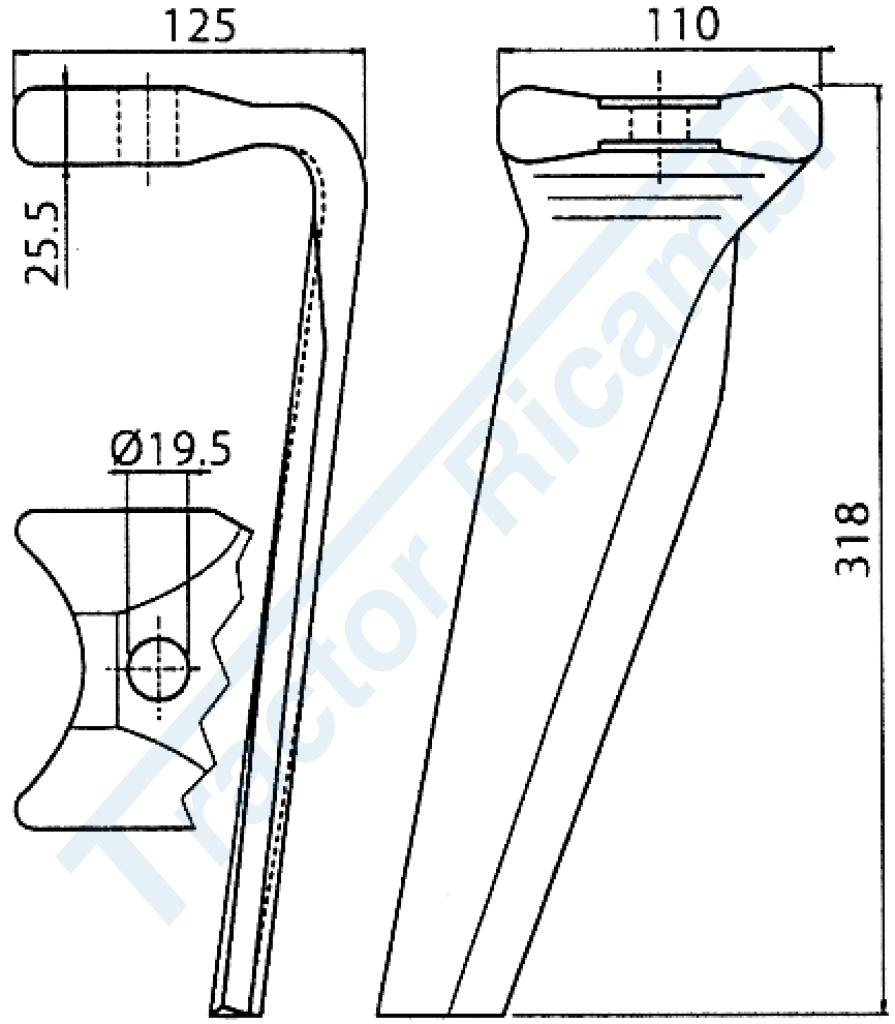 Tine for power harrows - Quick attachment