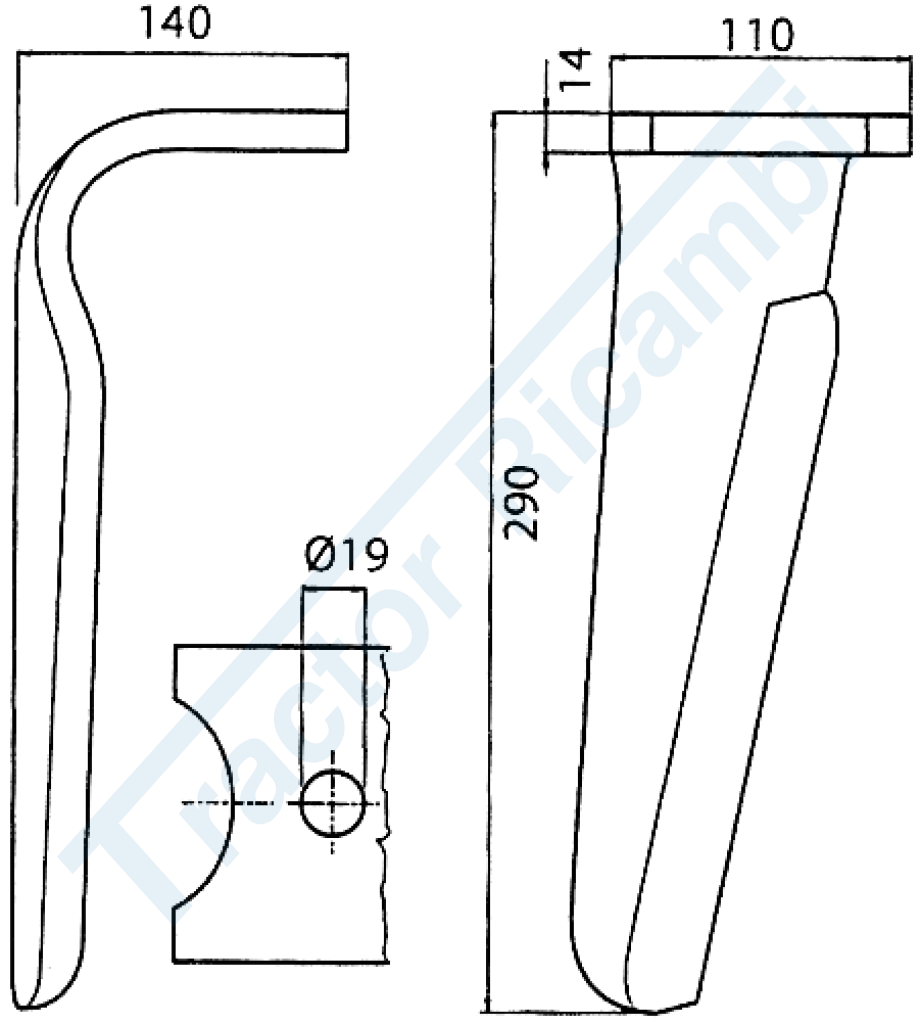 Tine for power harrows - Quick attachment