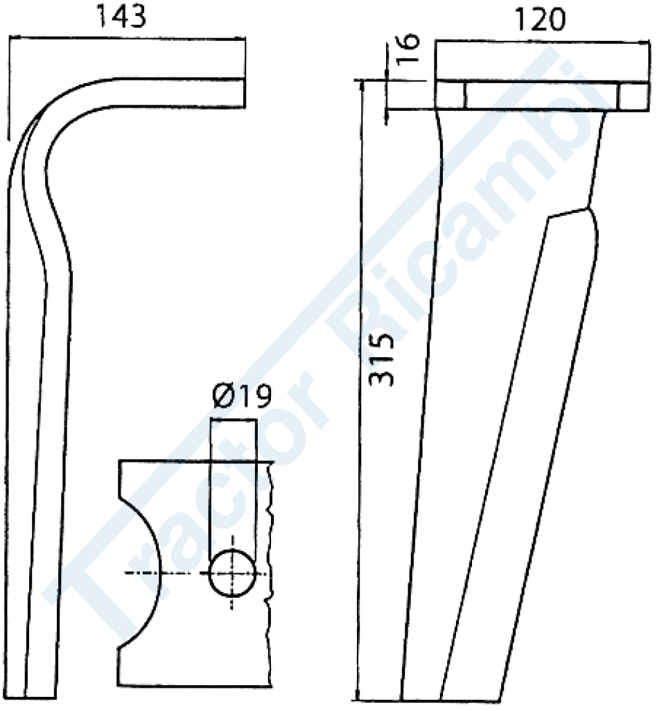 Dente per erpici rotativi - Attacco rapido