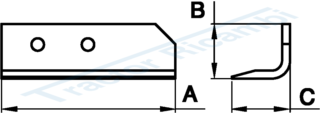 Angular blade for trencher