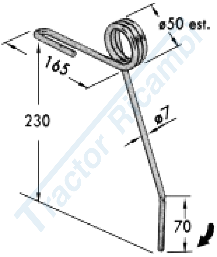 Dente per seminatrice tipo corto