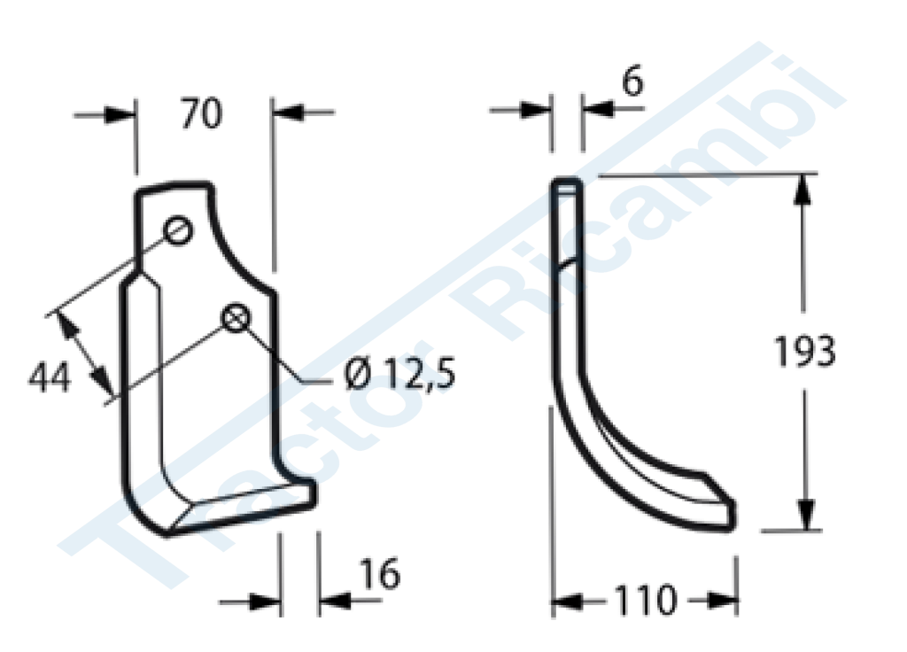 Blade curved left