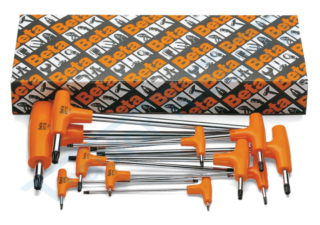Set of 13 offset key wrenches with handle for TORX® screws