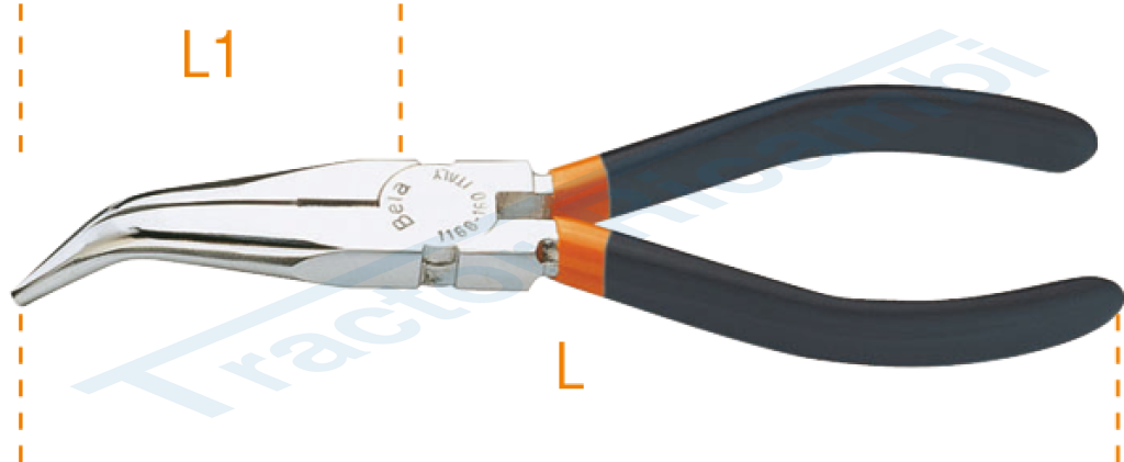 Very long half round bent nose pliers with PVC handles