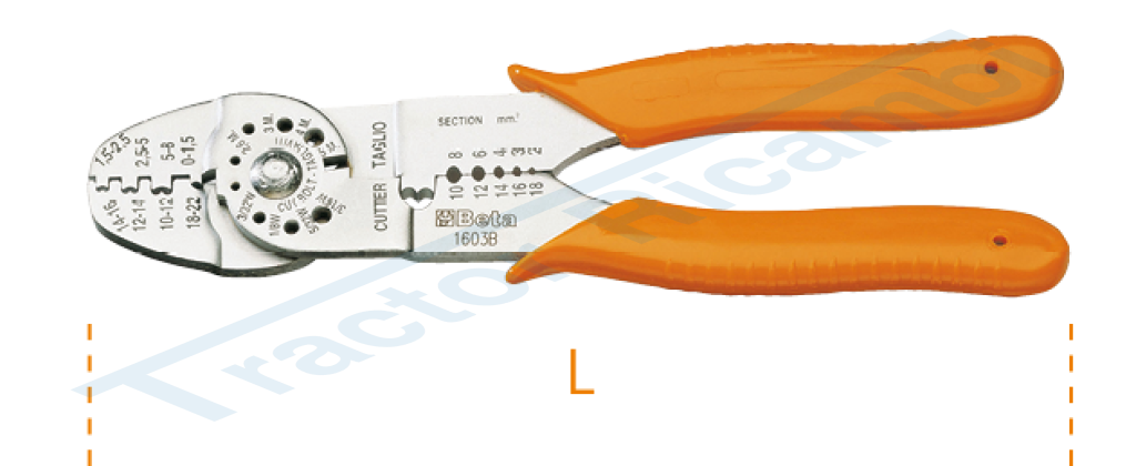 Crimping pliers for non-insulated open terminals, standard model