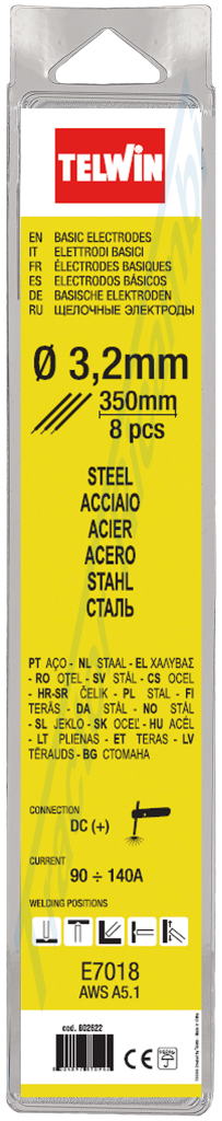 Pack of 8 steel welding basic electrodes