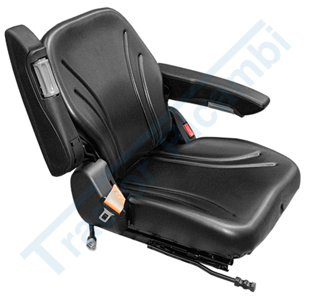 Folding seat with belt, armrests and sensor