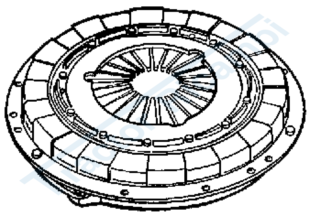 Double disc clutch with diaphragm springs and central disc