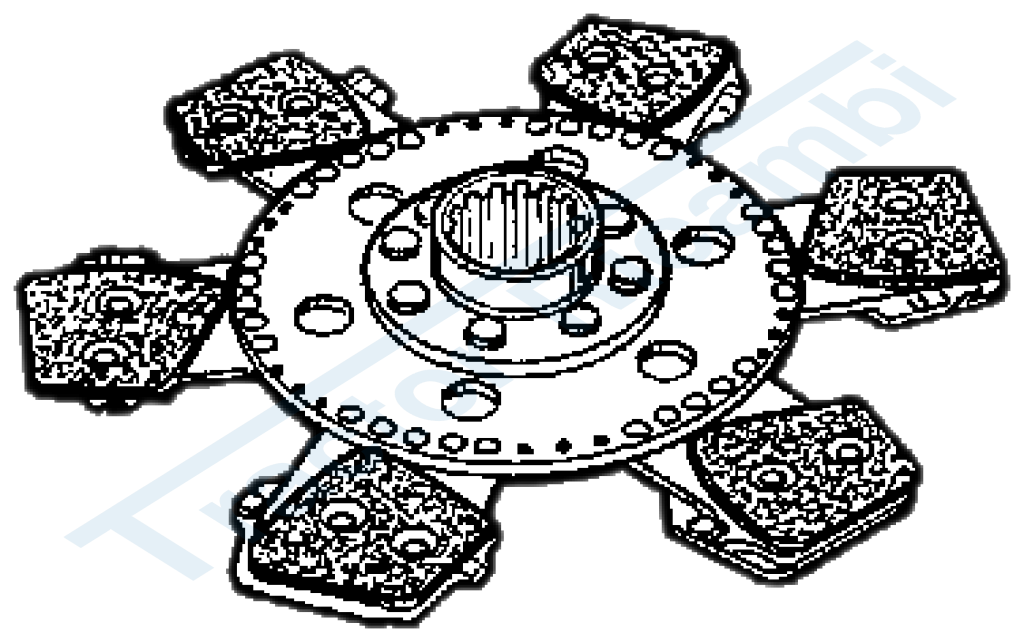 Central rigid cerametallic plate with 6 vanes Ø 280 sintered 48x44EV - 23 grooves