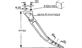 Subsoil tine SUPERIOR with bracket and share